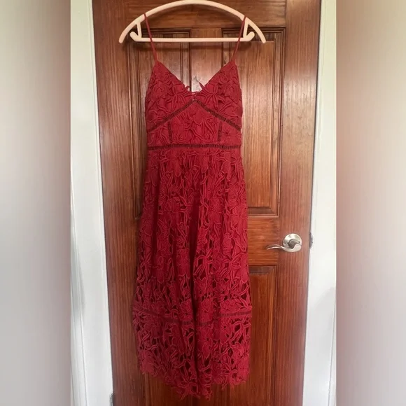 Free People Red Lace Midi Dress